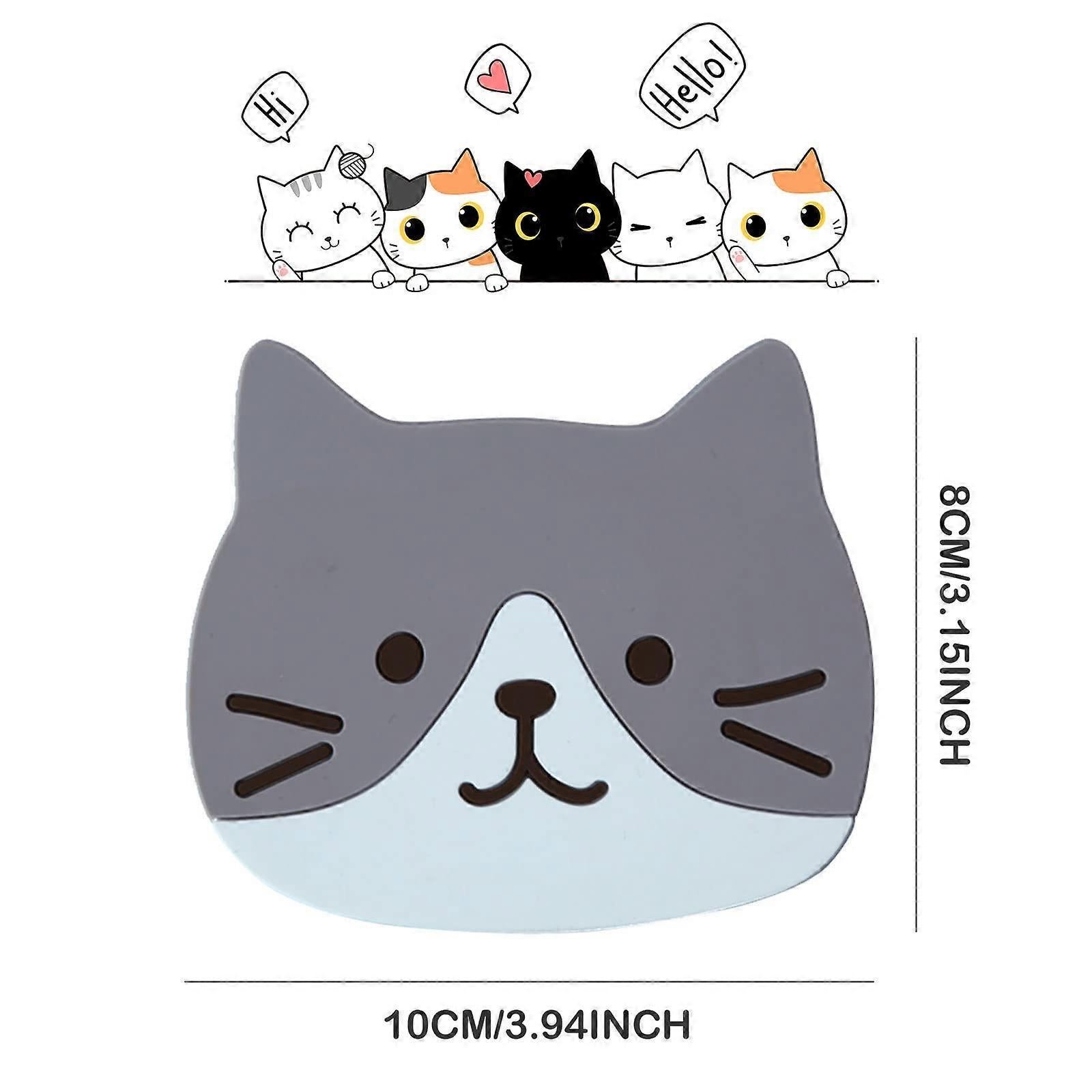 5pcs Cute Cartoon Cat Silicone Drink Coasters Decorative Table Coasters - Image 2