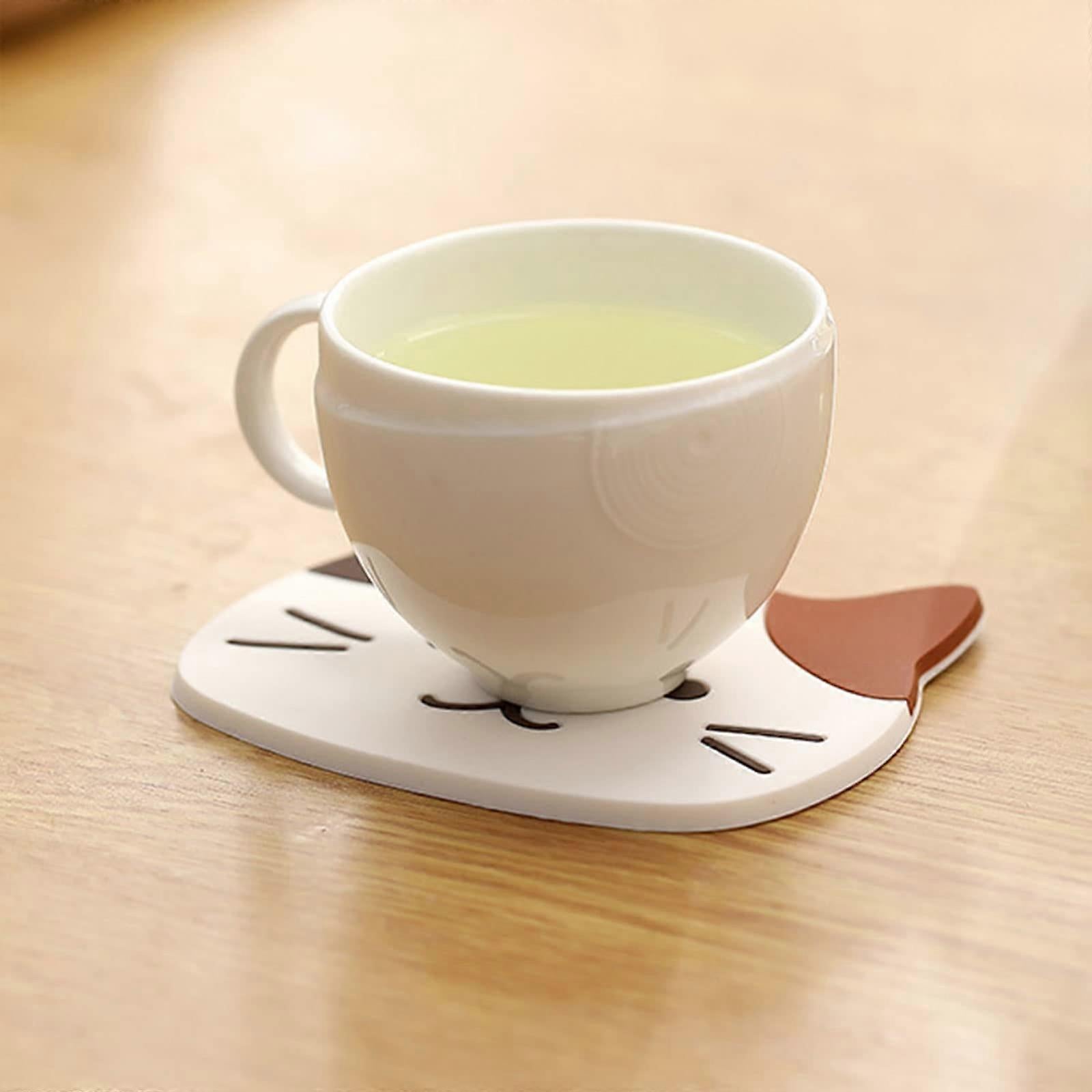 5pcs Cute Cartoon Cat Silicone Drink Coasters Decorative Table Coasters - Image 3