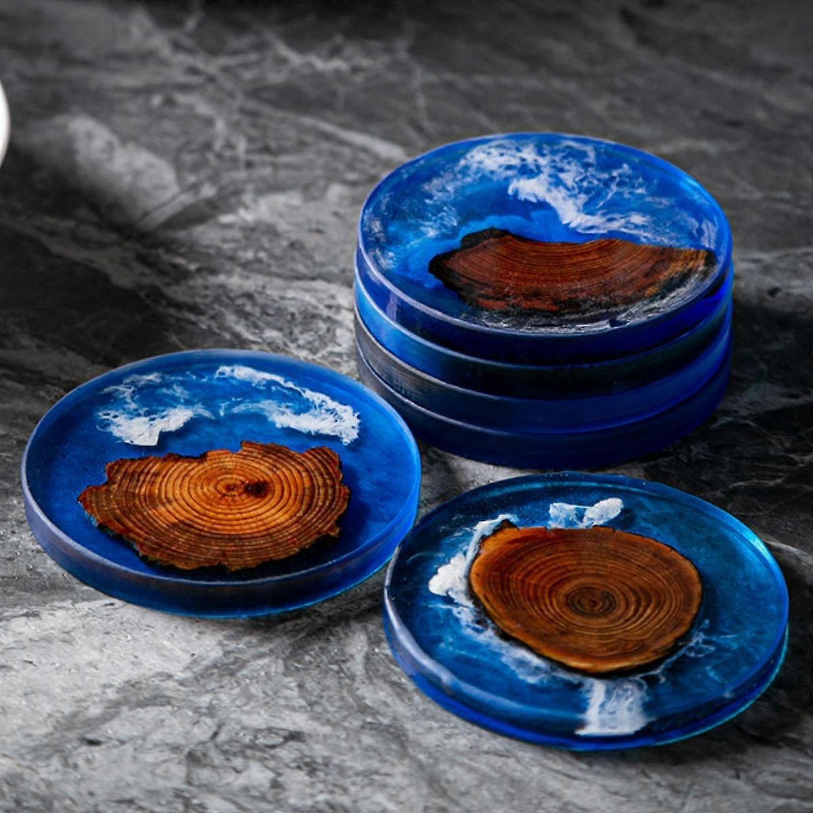 6pcs Wooden Epoxy Resin Drink Coasters Modern Style - Image 4