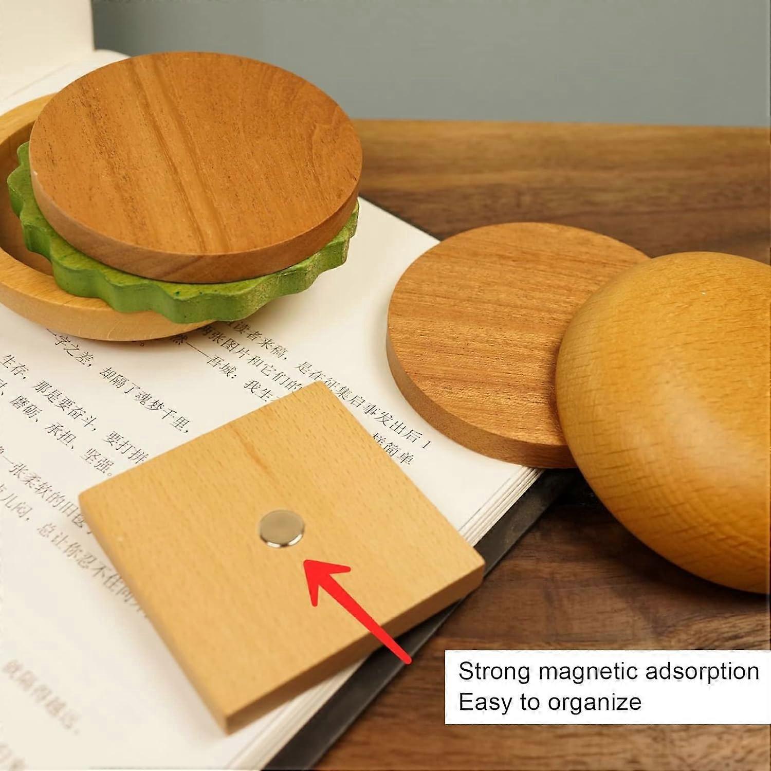 Wooden Hamburger Drink Coaster Set Cute Heat Resistant - Image 3