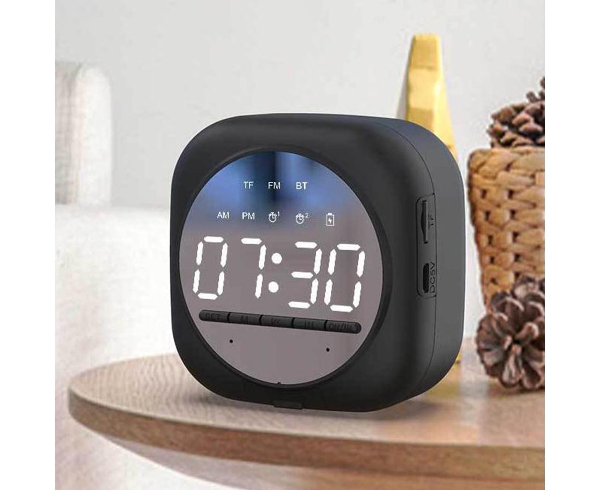 Q12 Bluetooth-compatible 5.0 Multifunctional Alarm Clock Subwoofer Speaker Support TF Card - White - Image 3