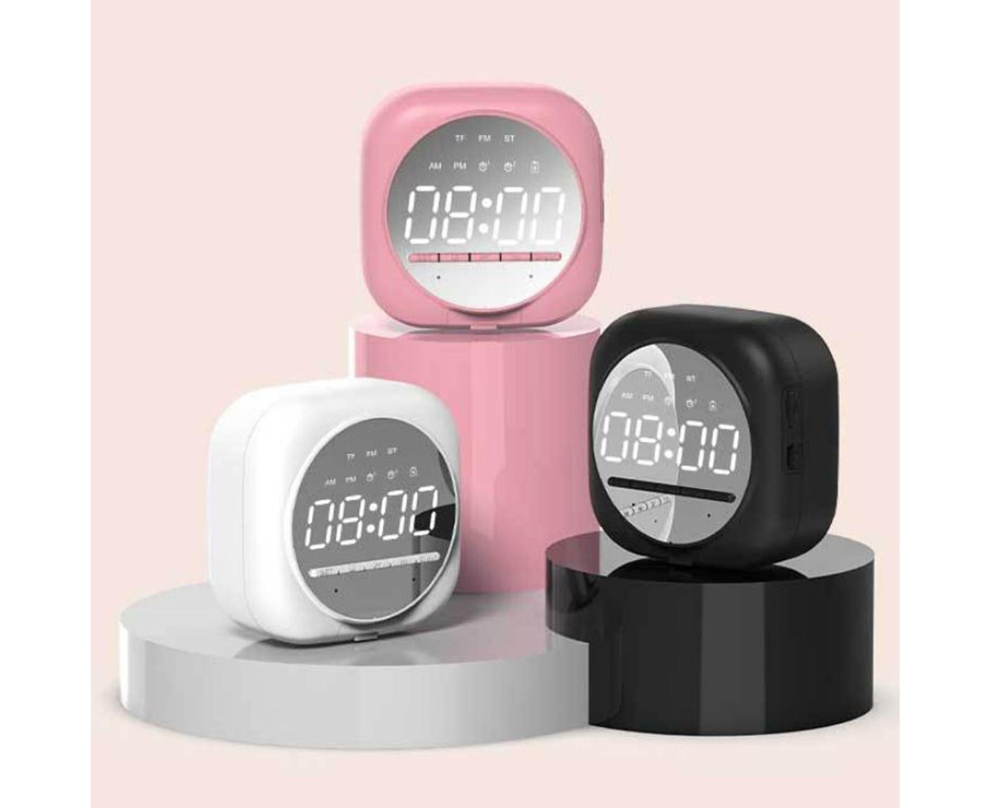 Q12 Bluetooth-compatible 5.0 Multifunctional Alarm Clock Subwoofer Speaker Support TF Card - White - Image 6