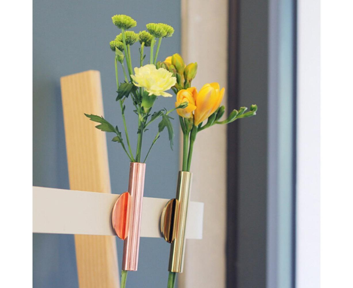 Wall Mounted Adhesive Metal Dried Flower Vase Tube Home Garden Balcony Decor-Rose Gold - Image 2
