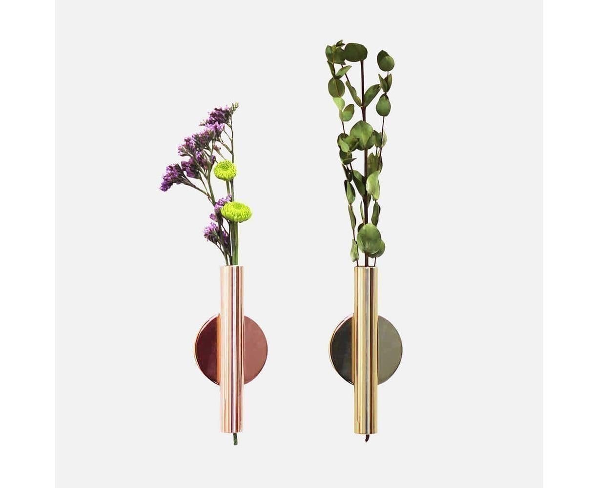 Wall Mounted Adhesive Metal Dried Flower Vase Tube Home Garden Balcony Decor-Rose Gold - Image 4