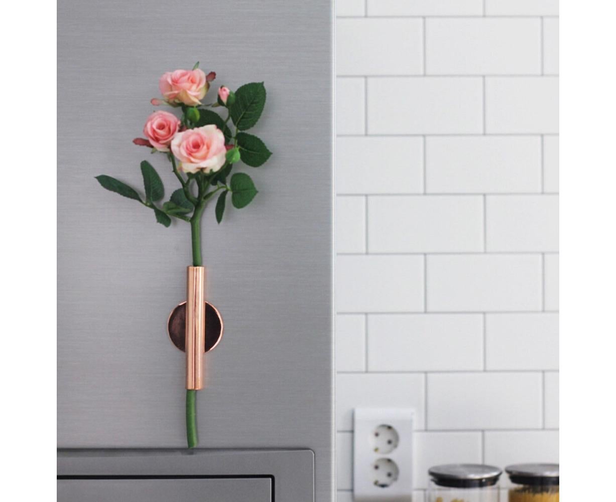 Wall Mounted Adhesive Metal Dried Flower Vase Tube Home Garden Balcony Decor-Rose Gold - Image 6