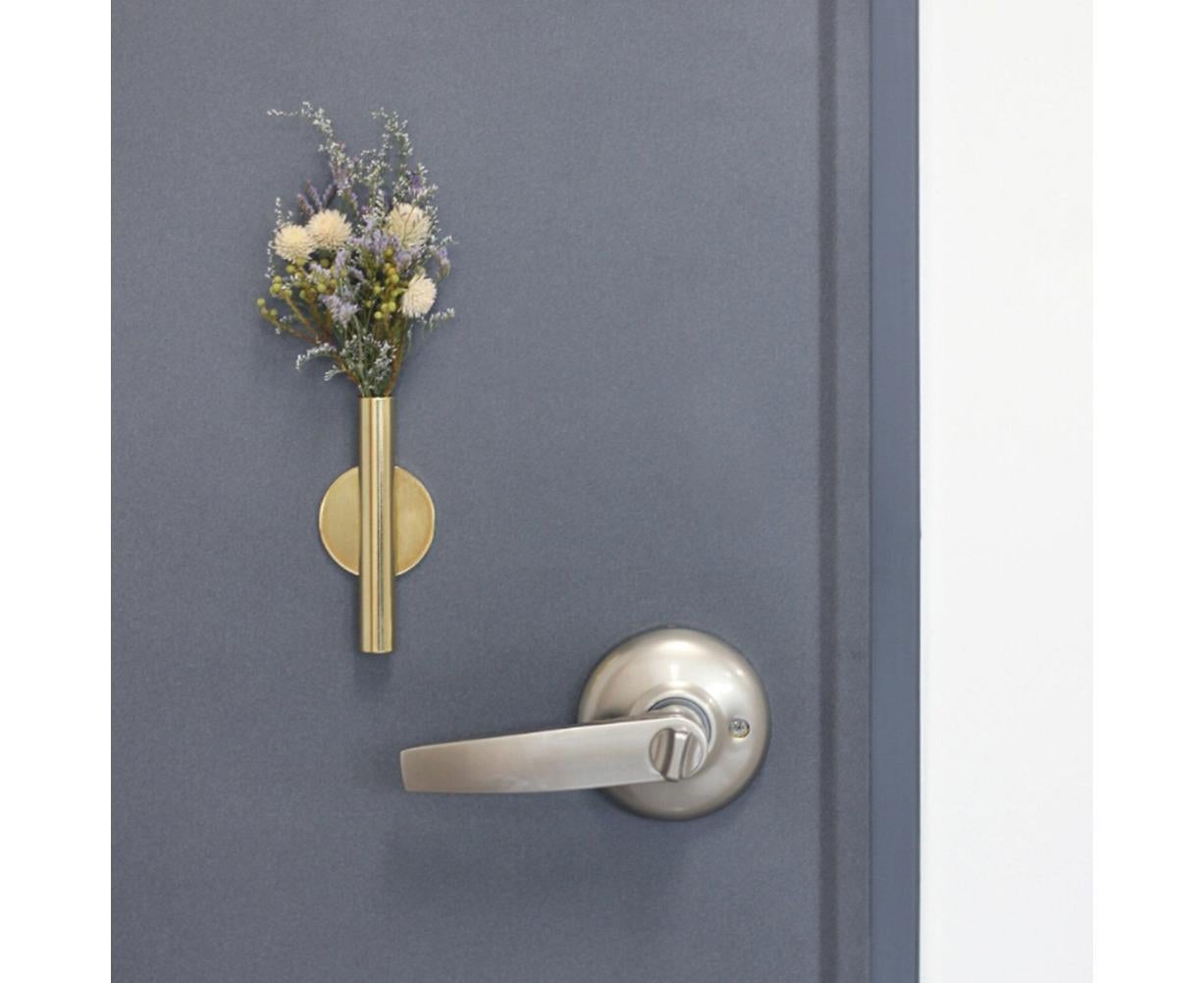 Wall Mounted Adhesive Metal Dried Flower Vase Tube Home Garden Balcony Decor-Rose Gold - Image 7