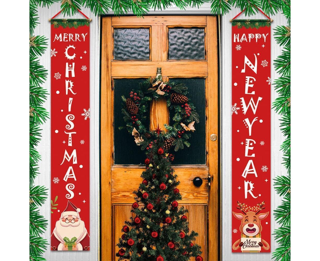 2Pcs/Set Door Hanging Banners Couplets Home Decor Ornaments for Christmas Party-1# - Image 3