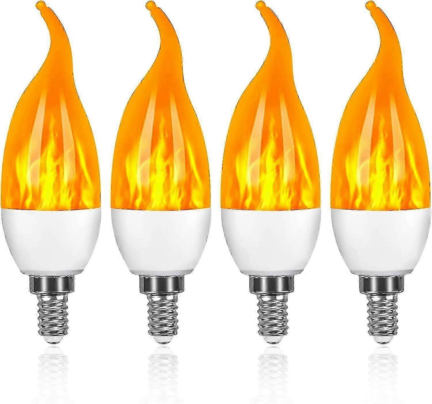 4 Pack E14 LED Flame Effect Bulbs 3 Modes Decorative Lights - Image 1