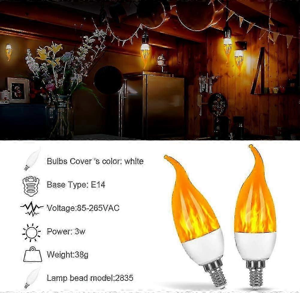 4 Pack E14 LED Flame Effect Bulbs 3 Modes Decorative Lights - Image 4