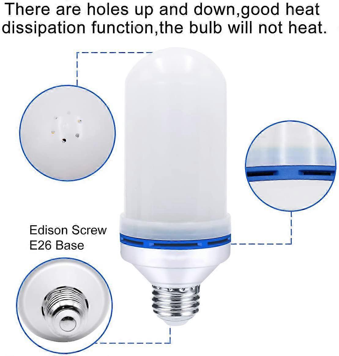 2pcs LED Flame Effect Bulbs 4 Modes E26 Gravity Sensor Flickering Lights - Image 2