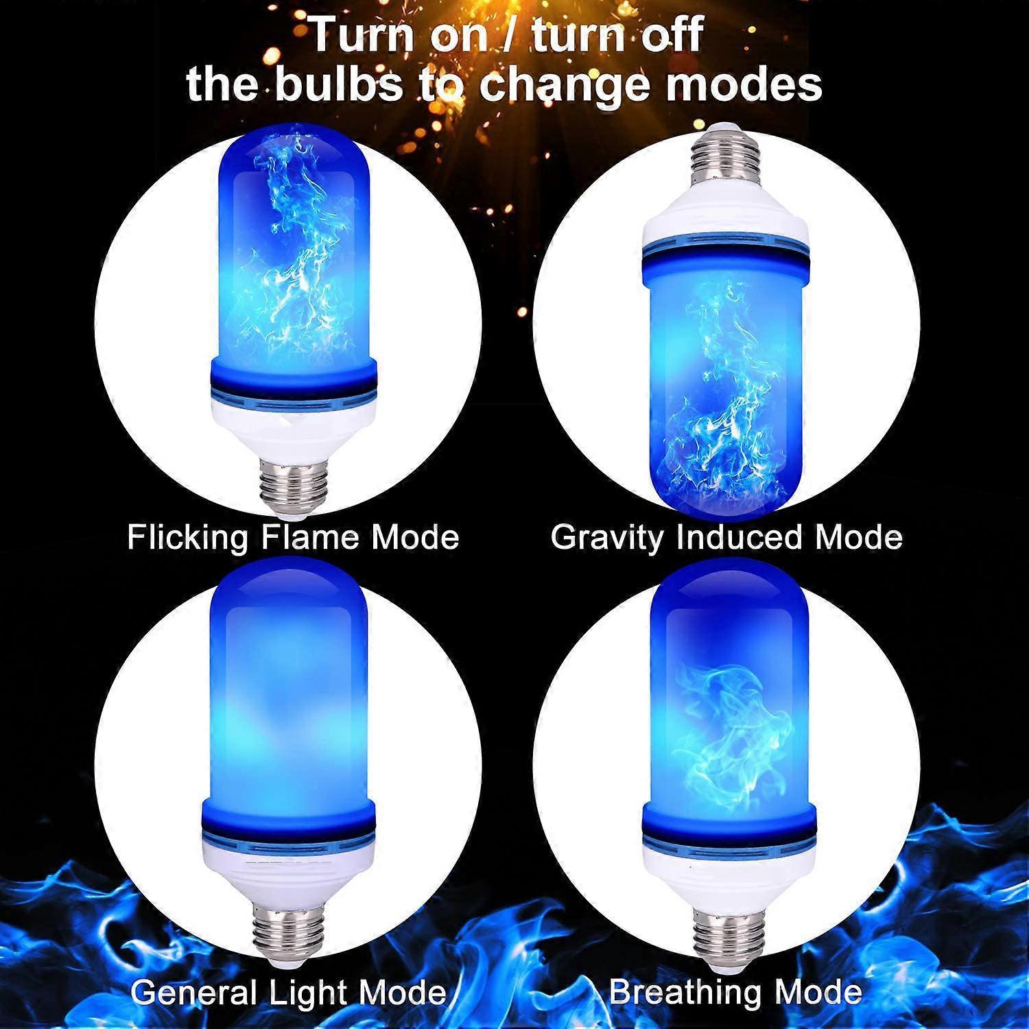 2pcs LED Flame Effect Bulbs 4 Modes E26 Gravity Sensor Flickering Lights - Image 3