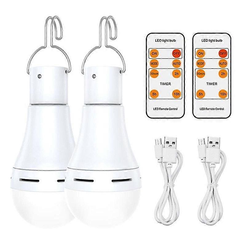2pcs USB Rechargeable LED Bulbs Battery Backup Emergency Hanging Lights - Image 1