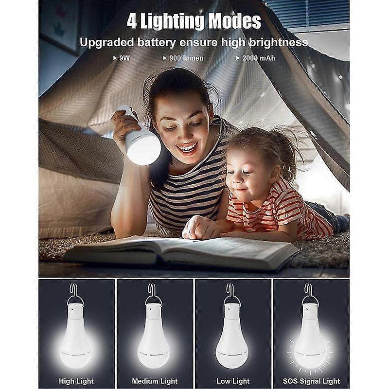 2pcs USB Rechargeable LED Bulbs Battery Backup Emergency Hanging Lights - Image 2