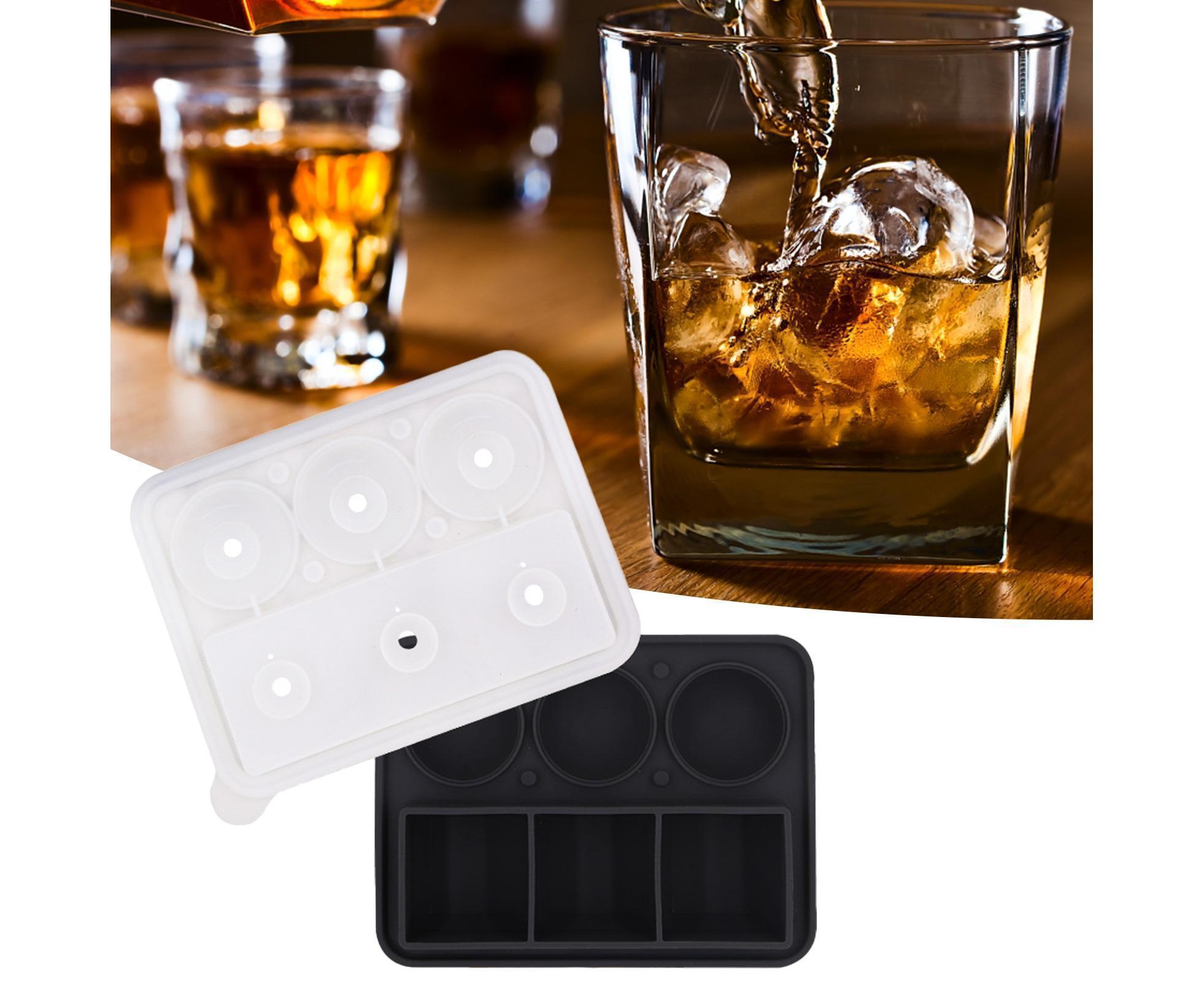 Ice Cube Mold Food Grade Quick Release Silicone Funnel Design Ice Ball Mold for Whiskey-Black - Image 2