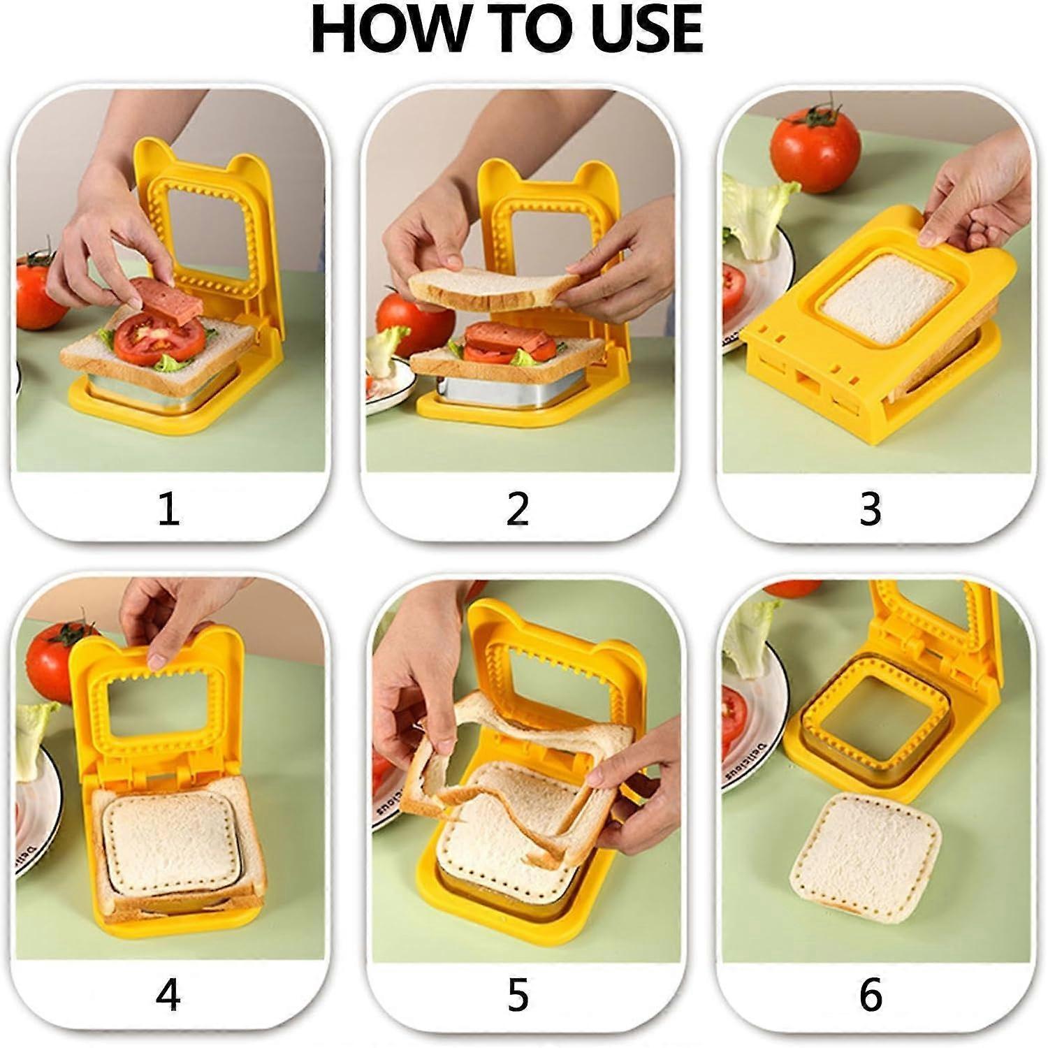 Sandwich Cutter and Sealer Yellow Crustless Bread Pancake Maker for Babies - Image 2