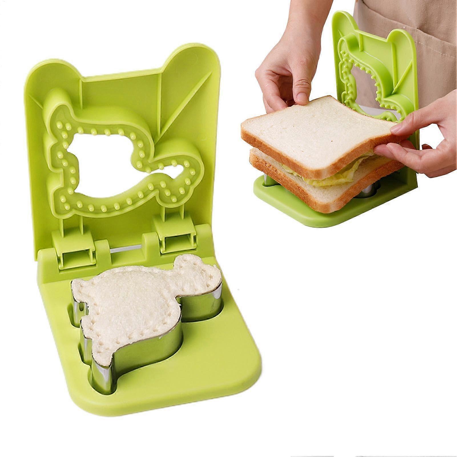 Sandwich Cutter and Sealer Green Sandwich Maker Moulds for Cookies Dough Pancakes - Image 1