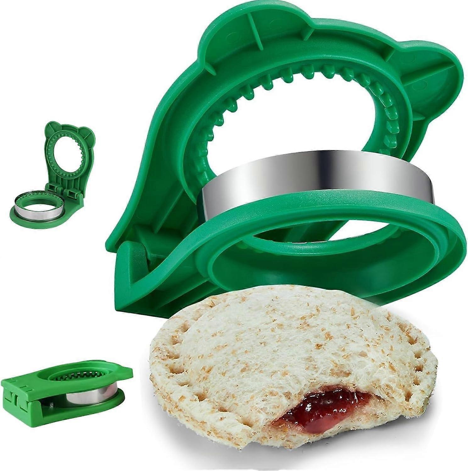 Green Sandwich Cutter and Sealer Stainless Steel Decruster Bread Maker for Babies - Image 1