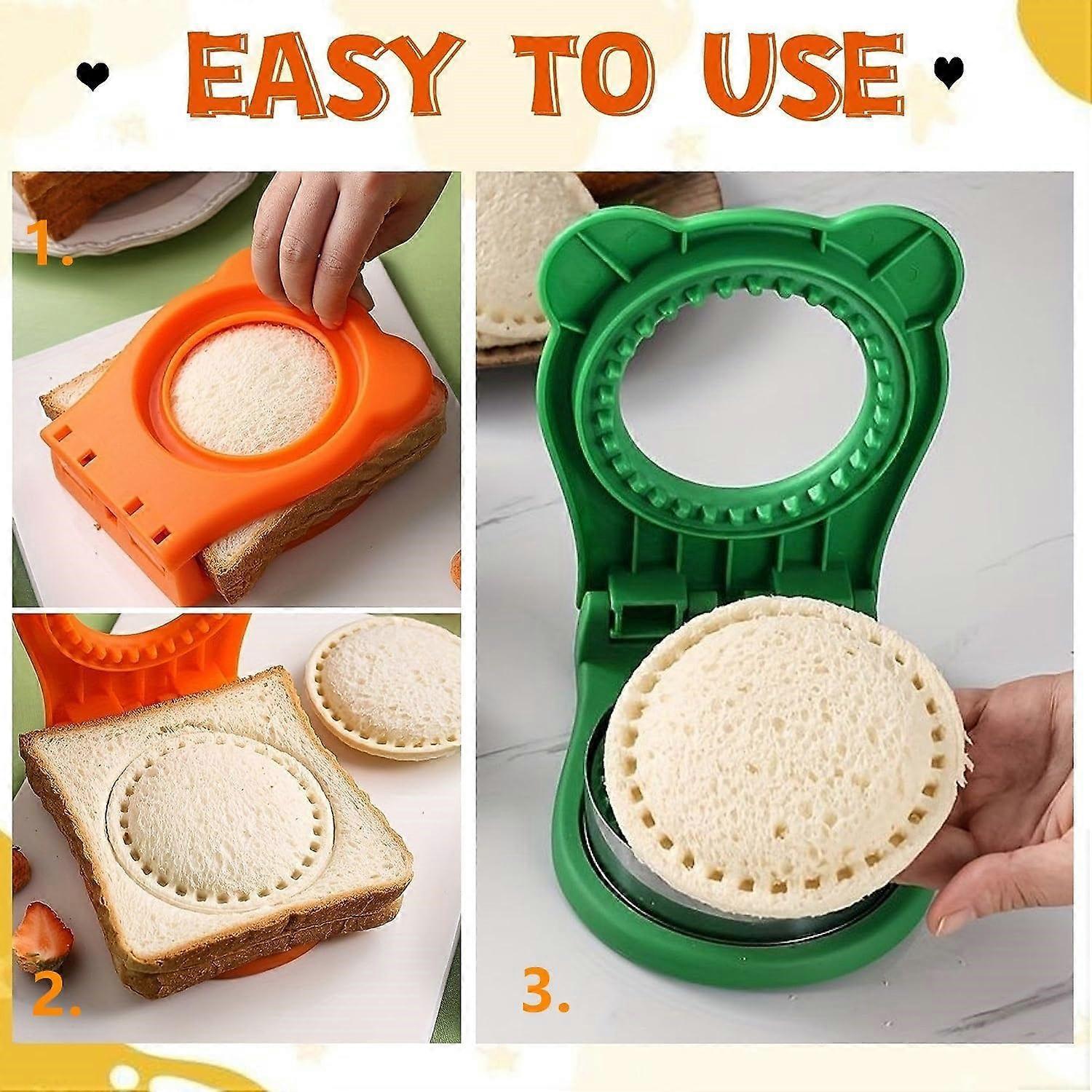 Green Sandwich Cutter and Sealer Stainless Steel Decruster Bread Maker for Babies - Image 2