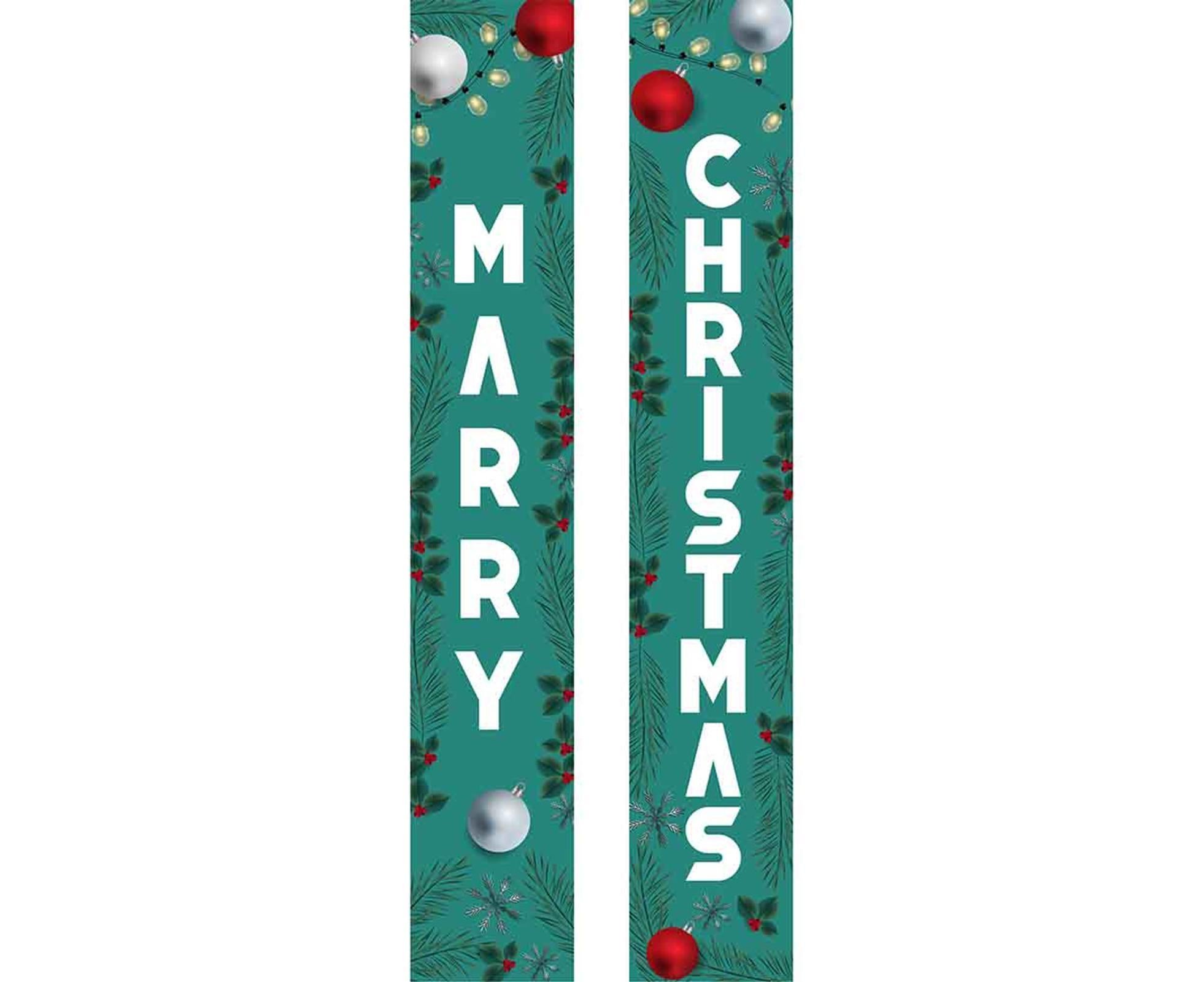 Xmas Porch Sign Party Supplies-Red Green - Image 1