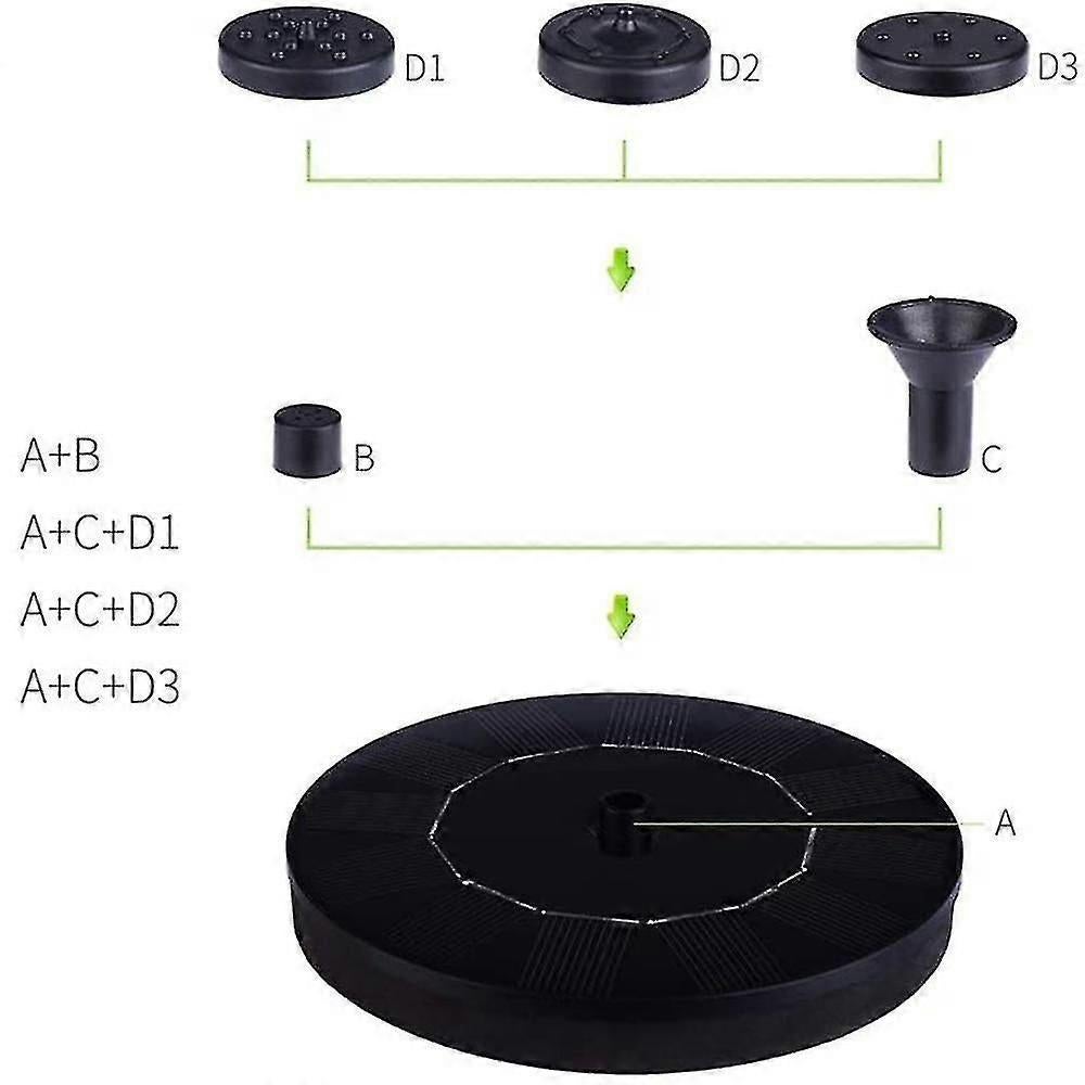 Solar Water Fountain with Nozzles Outdoor Garden Decor - Image 2