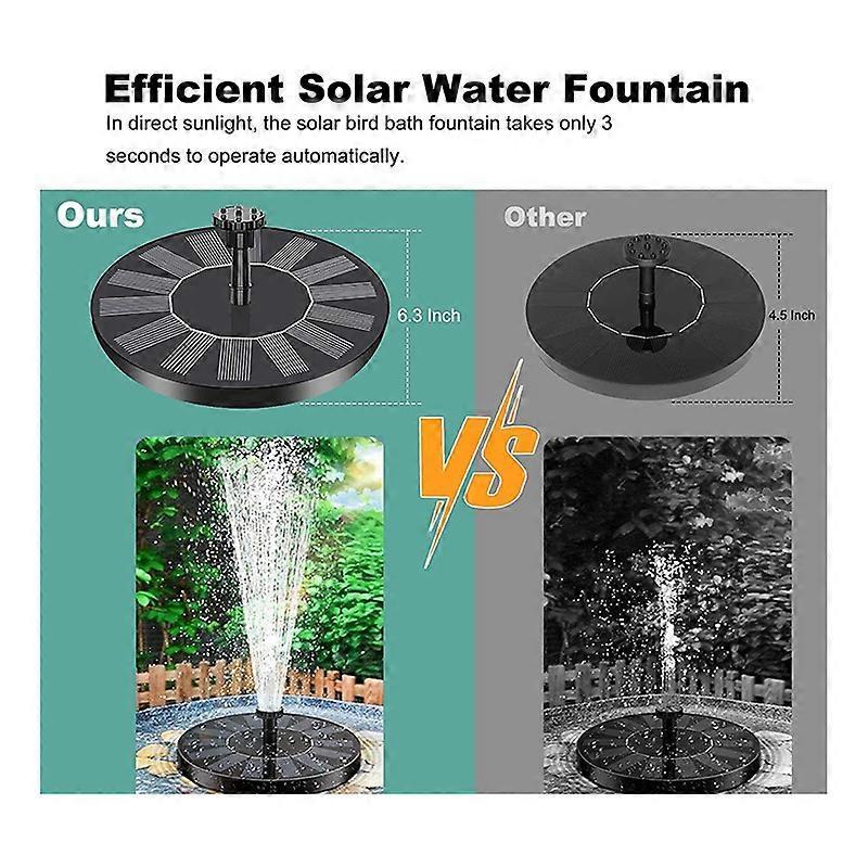 6.3in Solar Fountain Pump with 6 Nozzles for Bird Bath Garden - Image 2