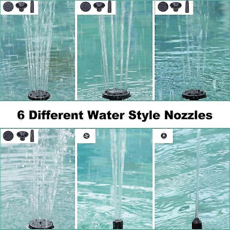 6.3in Solar Fountain Pump with 6 Nozzles for Bird Bath Garden - Image 5
