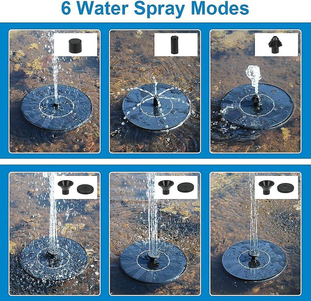1.4W Solar Fountain Pump with 6 Spray Styles Garden Water Feature - Image 2
