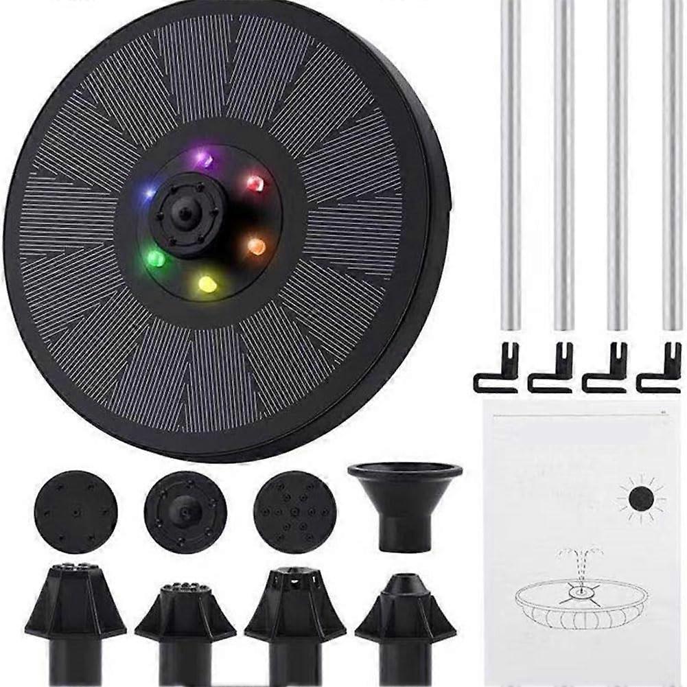 Solar Water Fountain with LED Lights Bird Bath Garden Pump - Image 1
