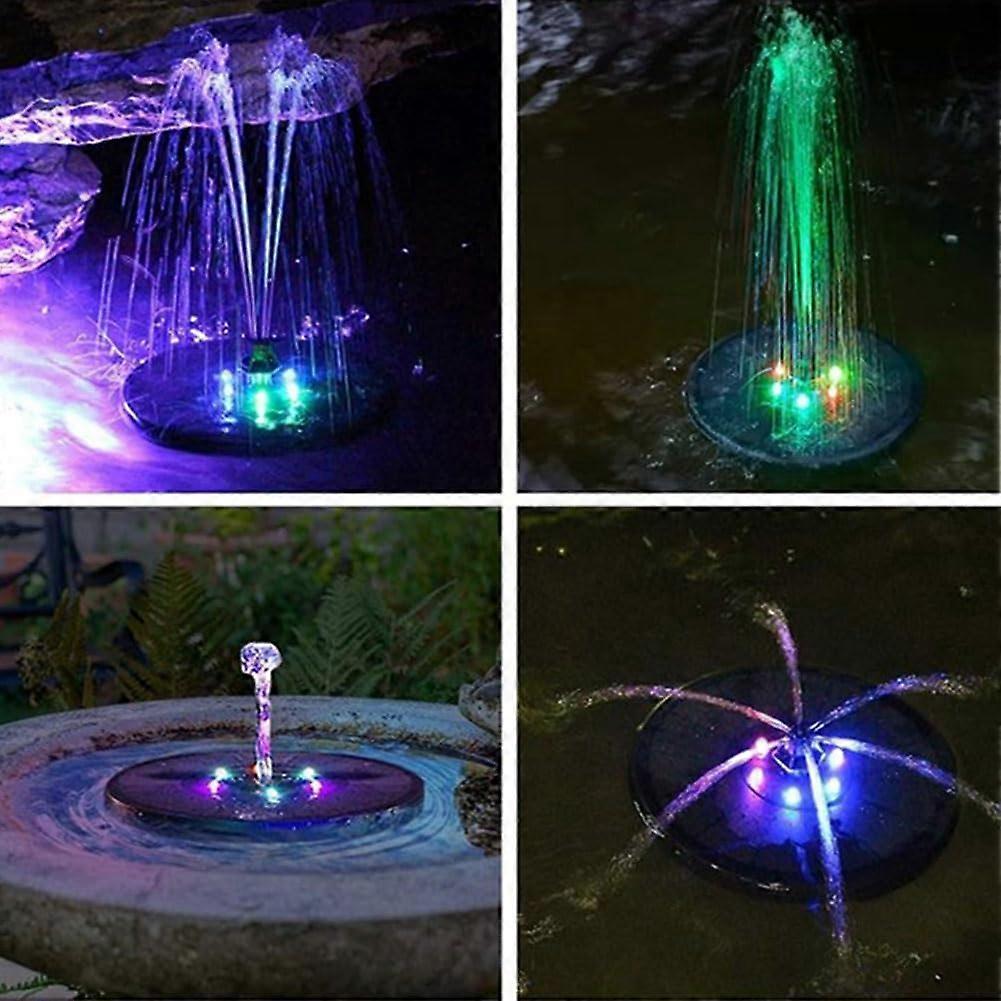 Solar Water Fountain with LED Lights Bird Bath Garden Pump - Image 2