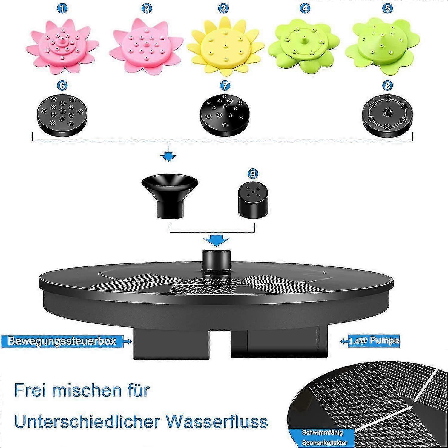 9 Effect Solar Fountain Pump with Multiple Spray Patterns - Image 2