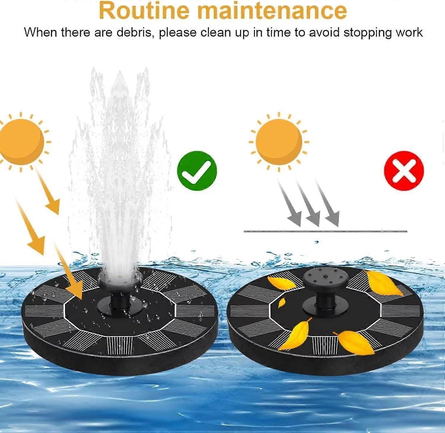 1.2W Floating Solar Fountain Pump with 6 Nozzles 30-40cm Spray - Image 3