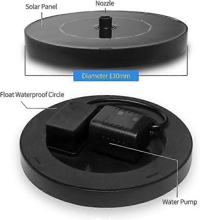 1.2W Floating Solar Fountain Pump with 6 Nozzles 30-40cm Spray - Image 5