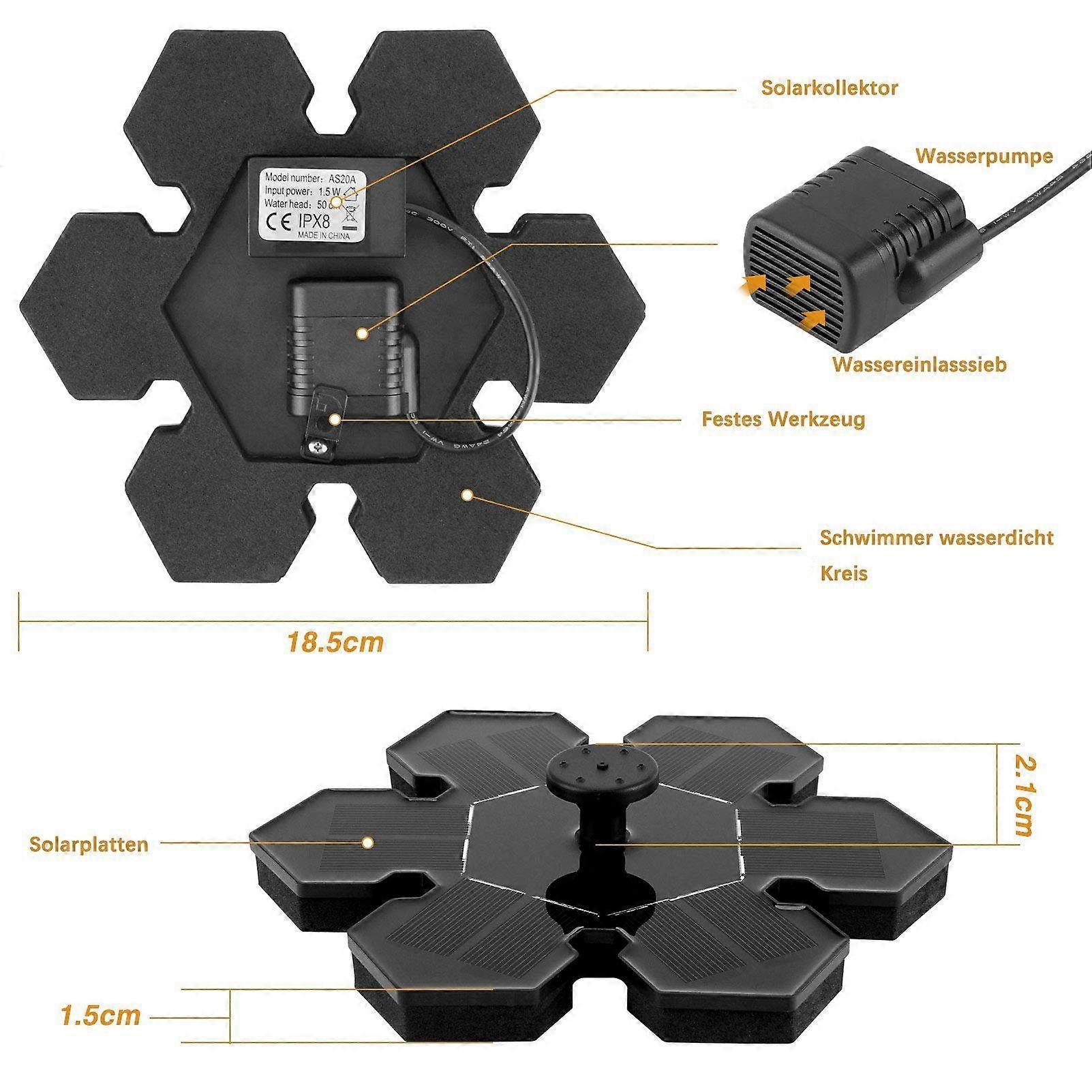 1.4W Solar Pond Fountain Pump with 5 Effects Floating Solar Pump - Image 2