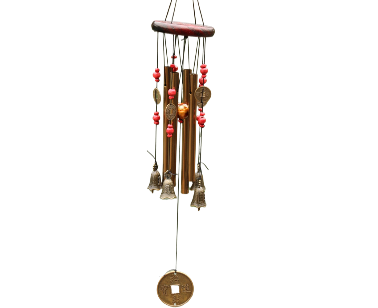 Metal Pipes Bell Copper Coin Wind Chime Ornament Garden Balcony Hanging Decor - Image 1