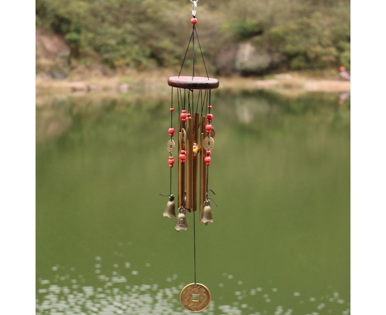 Metal Pipes Bell Copper Coin Wind Chime Ornament Garden Balcony Hanging Decor - Image 4