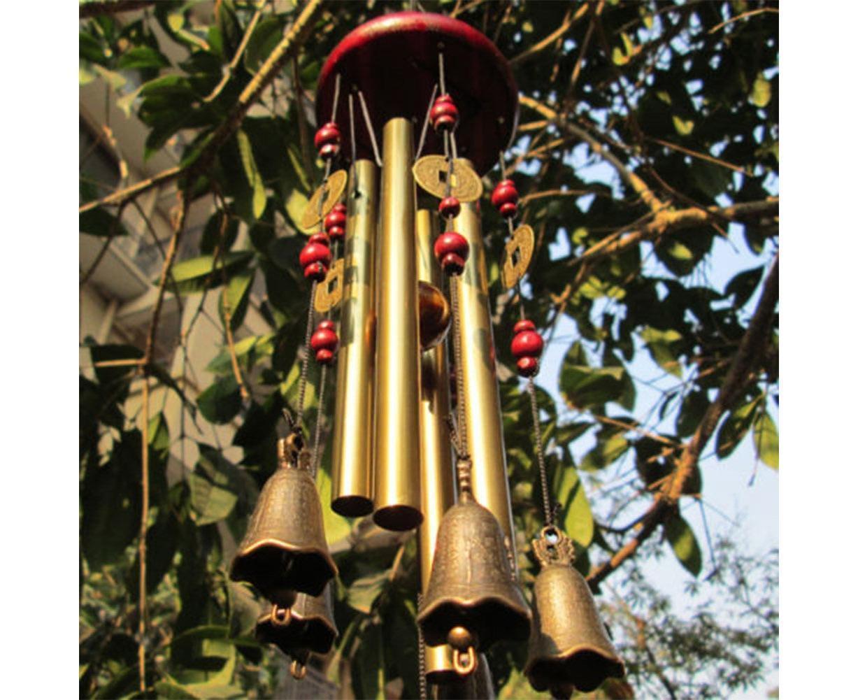 Metal Pipes Bell Copper Coin Wind Chime Ornament Garden Balcony Hanging Decor - Image 5