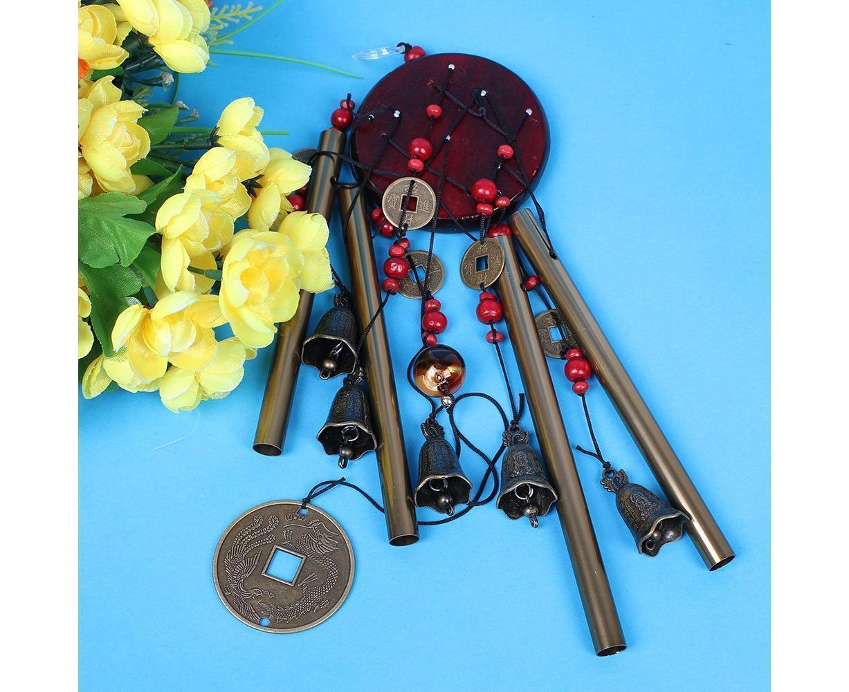 Metal Pipes Bell Copper Coin Wind Chime Ornament Garden Balcony Hanging Decor - Image 7