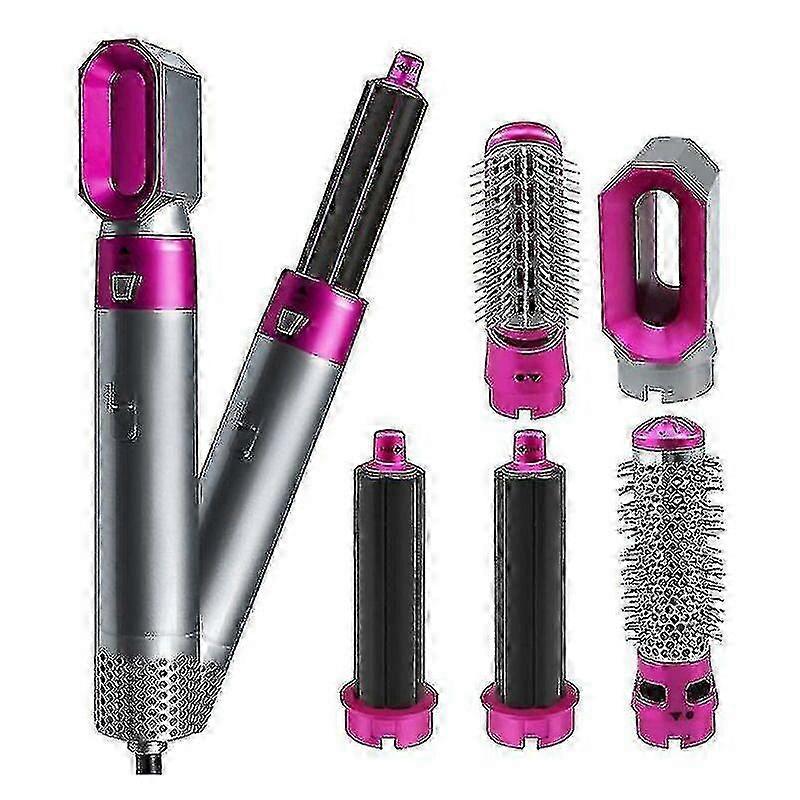 5-in-1 Hair Dryer Curler Straightener Blow Dryer Brush Pink - Image 1
