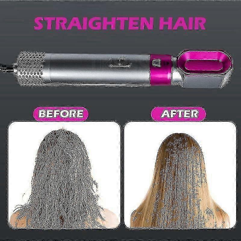 5-in-1 Hair Dryer Curler Straightener Blow Dryer Brush Pink - Image 2