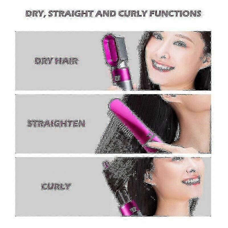 5-in-1 Hair Dryer Curler Straightener Blow Dryer Brush Pink - Image 5