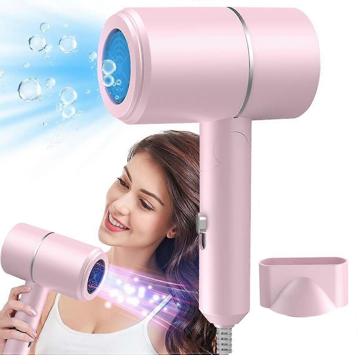 Negative Ion High Power Hair Dryer Pink Lightweight Compact - Image 1