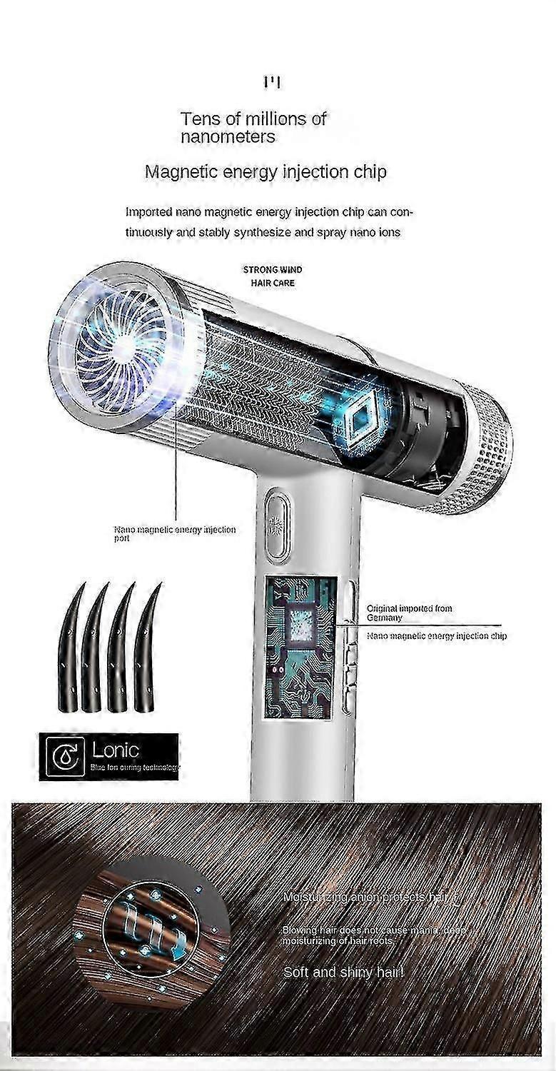 2000W Professional Ionic Hair Dryer with Diffuser Silver Purple - Image 3