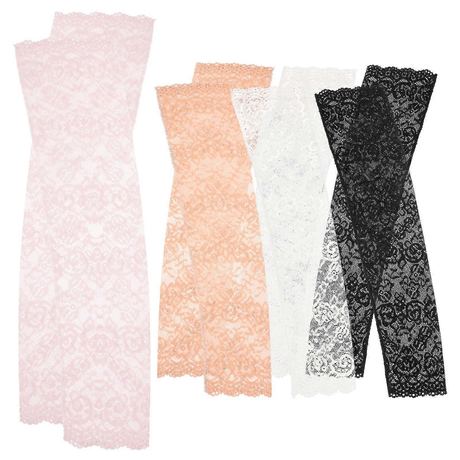 4 Pairs Breathable Cooling Arm Sleeves UV Protection Lace Design - Image 2