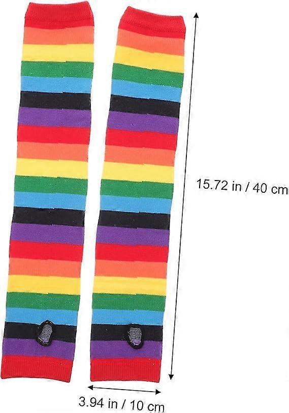 Rainbow Stripe Cooling Arm Sleeves UV Protection Sunblock Running - Image 2