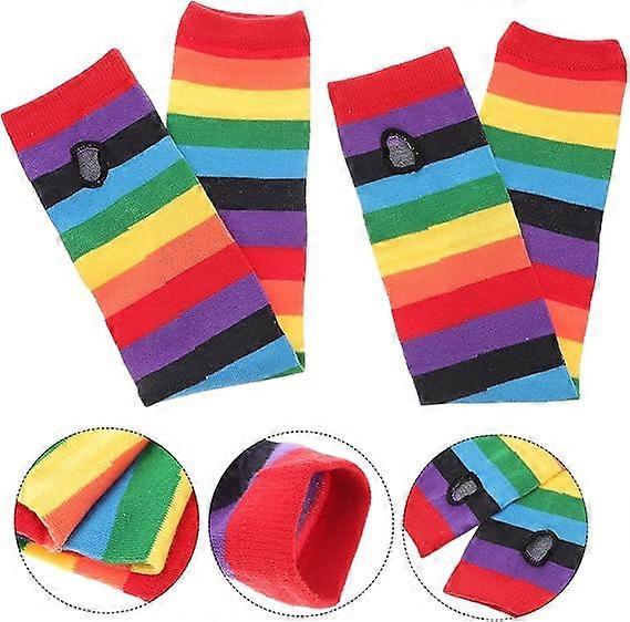 Rainbow Stripe Cooling Arm Sleeves UV Protection Sunblock Running - Image 3