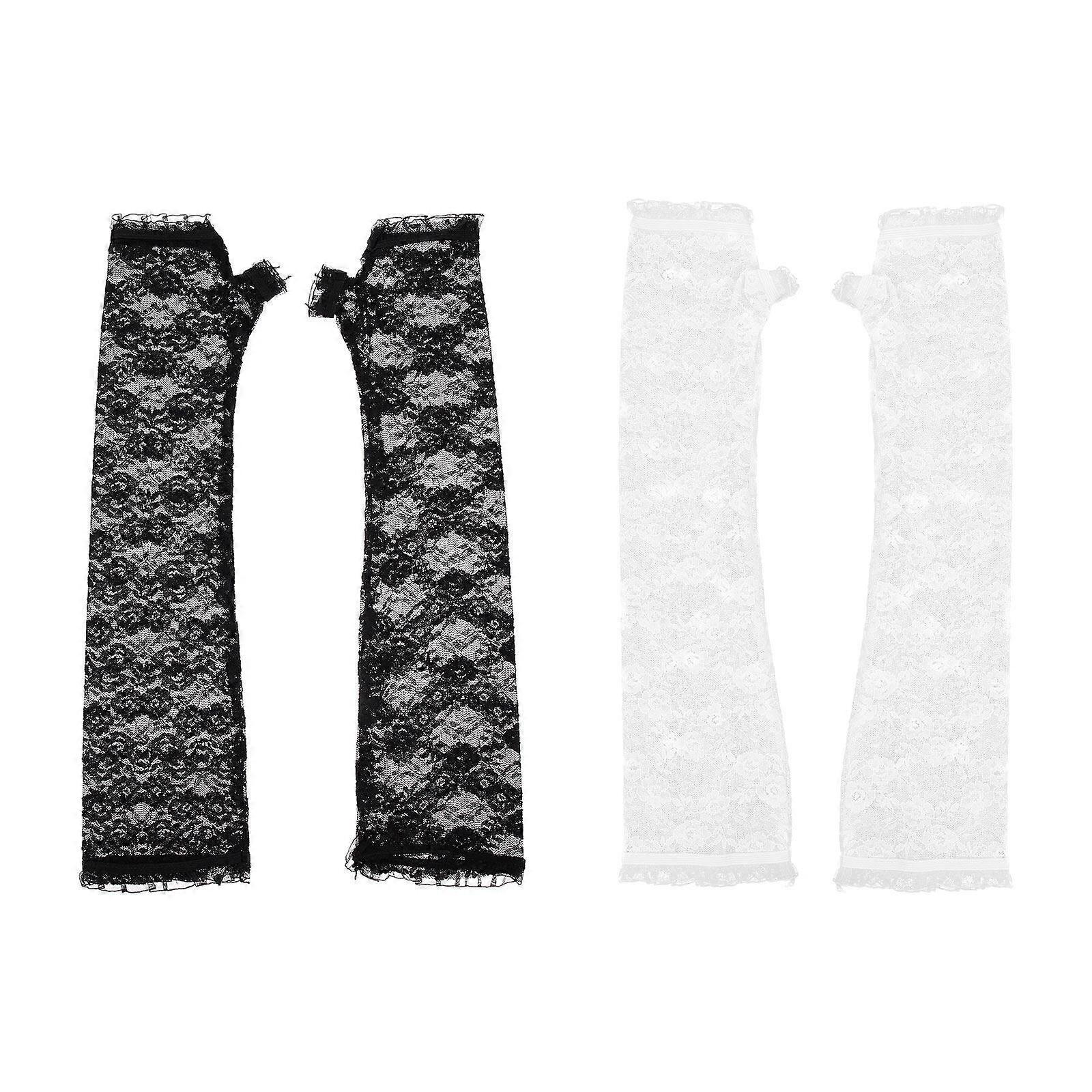 2 Pairs Women Cooling Arm Sleeves Lace Summer Design - Image 1