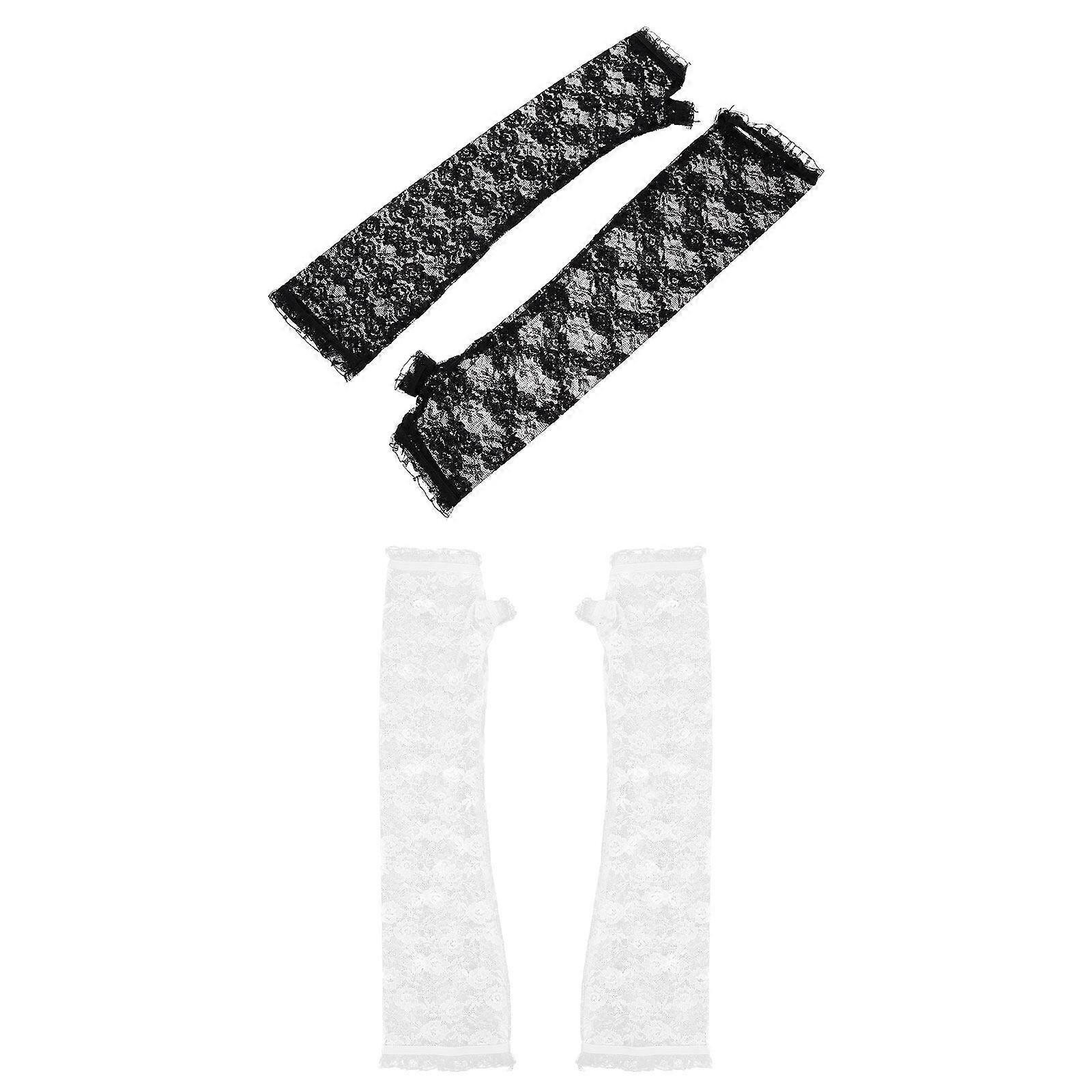 2 Pairs Women Cooling Arm Sleeves Lace Summer Design - Image 2