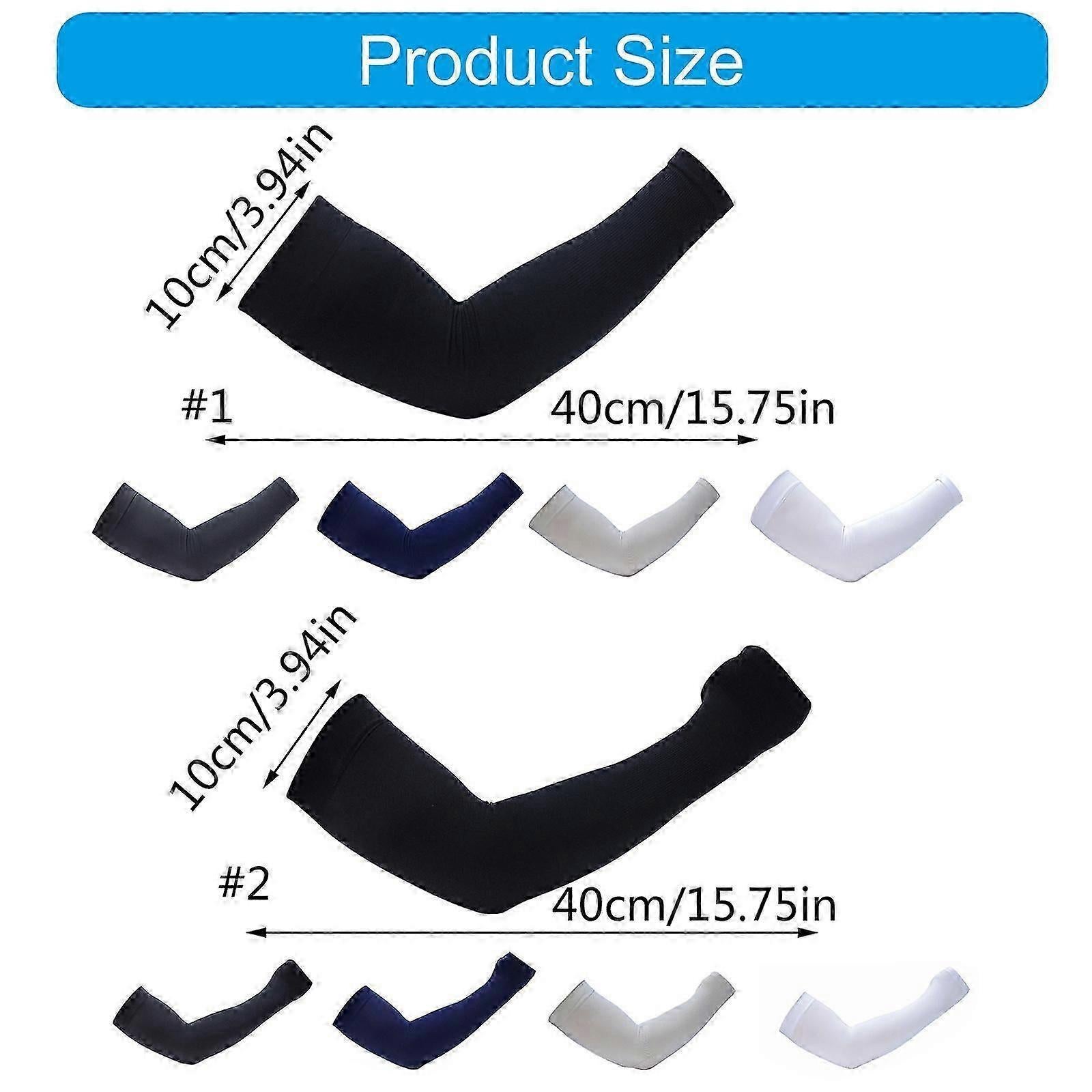 Large Size Cooling Arm Sleeves UV Protection Fishing Sports White - Image 2