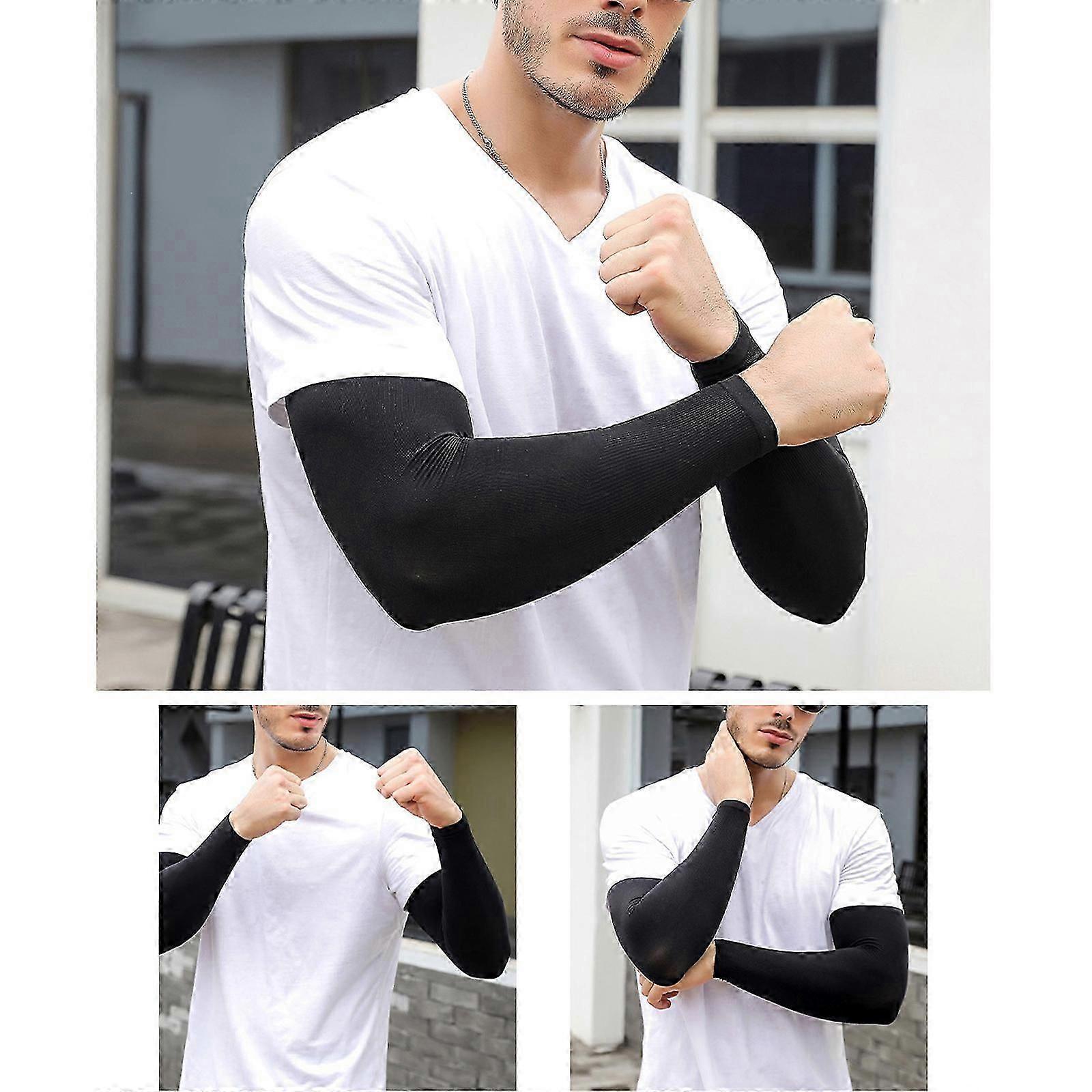 Large Size Cooling Arm Sleeves UV Protection Fishing Sports White - Image 3