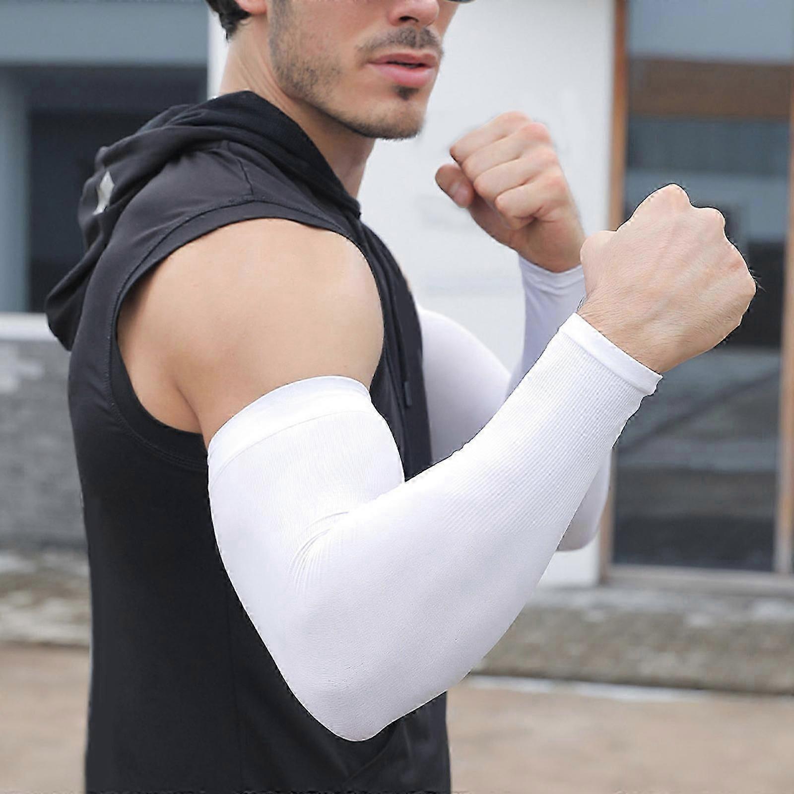 Large Size Cooling Arm Sleeves UV Protection Fishing Sports White - Image 4